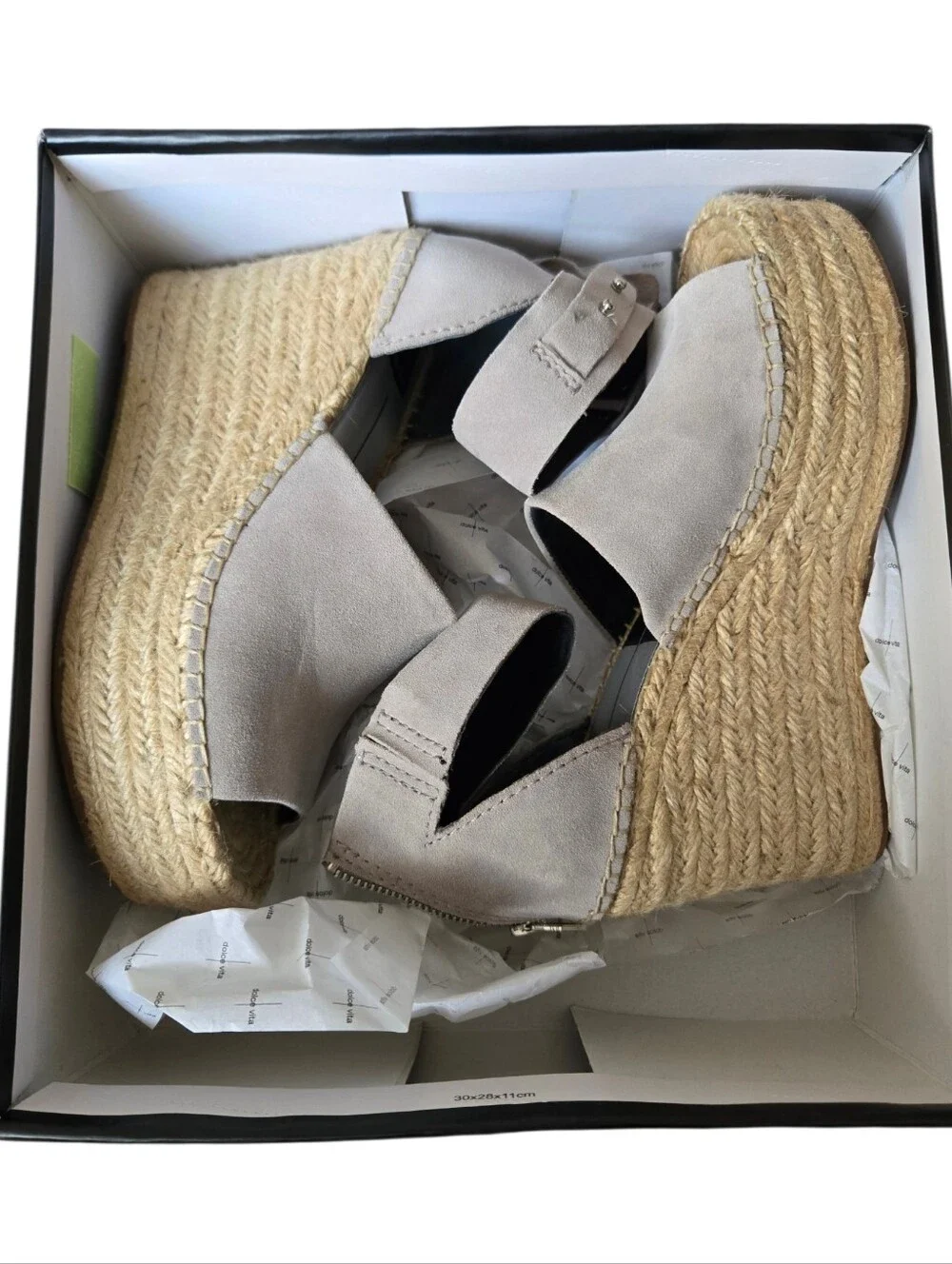 🤍 NIB Dolce Vita Smoke Suede Espadrille Platform Wedge Sandals Size 8.5